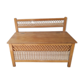 Vintage wood and rattan chest