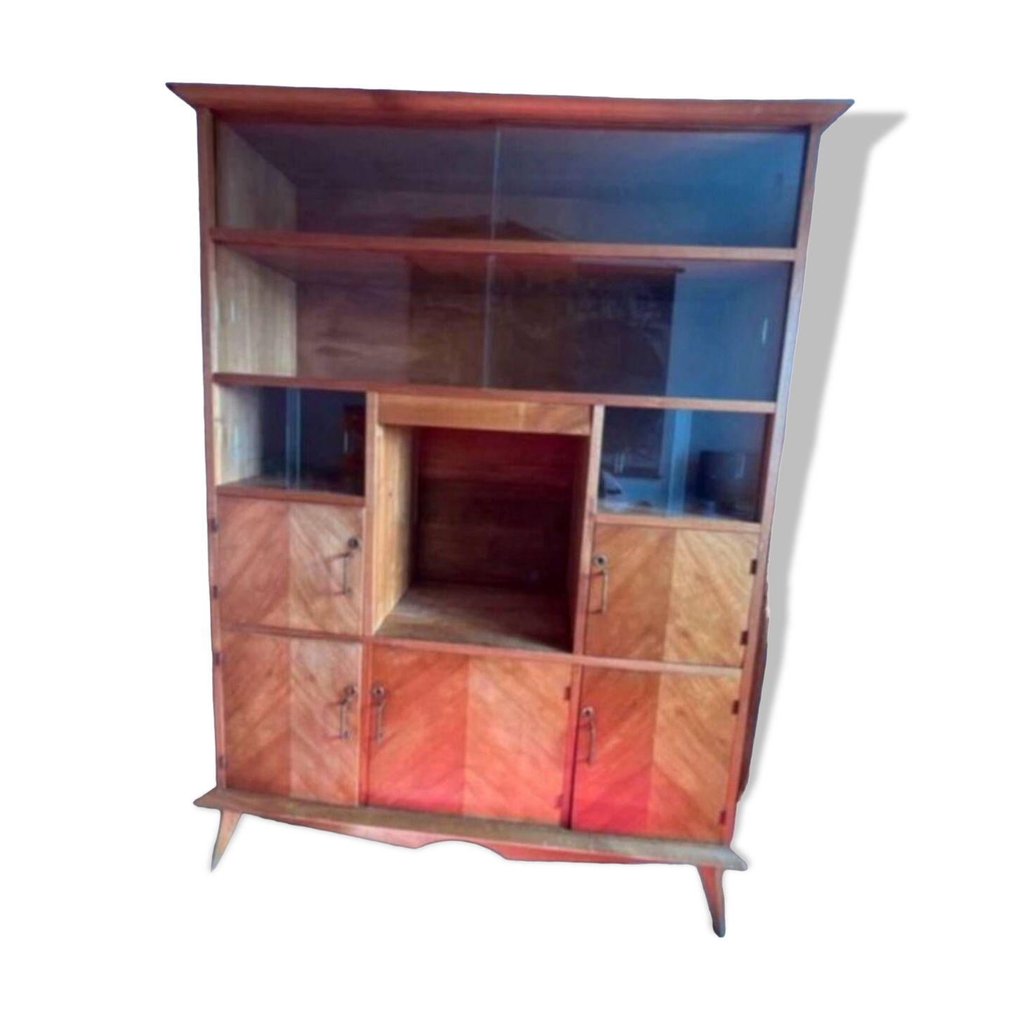 Bookcase display case vintage shelf 1950/60