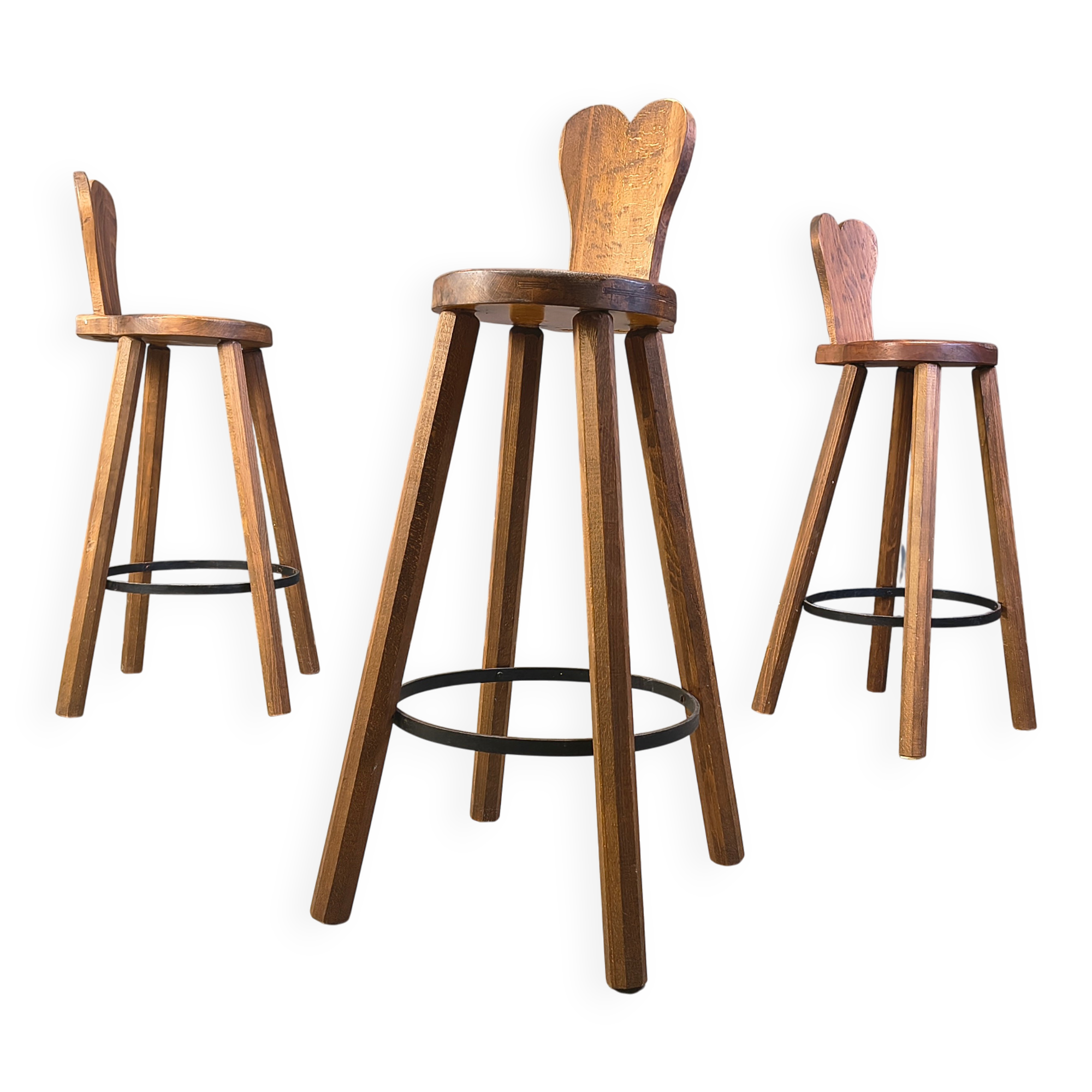 Vintage brutalist bar stools, 1960s - set of 3
