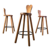 Vintage brutalist bar stools, 1960s - set of 3