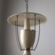 Perforated metal pendant lamp with brass details, Italy, 1940s