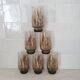 6 large smoked brown glasses