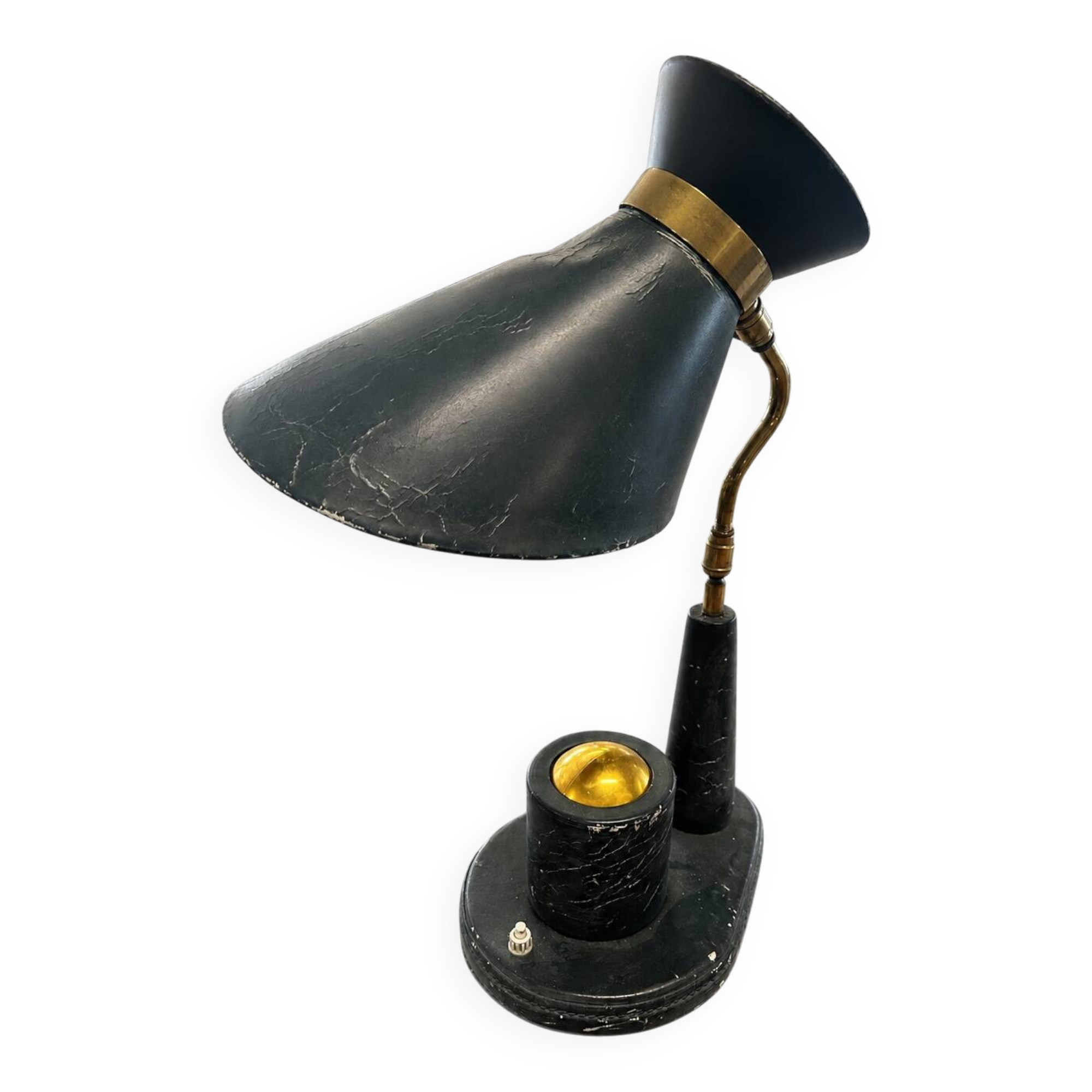 Leather table lamp Jacques Adnet