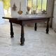 19th-century castle table, carved solid oak, 190cm.