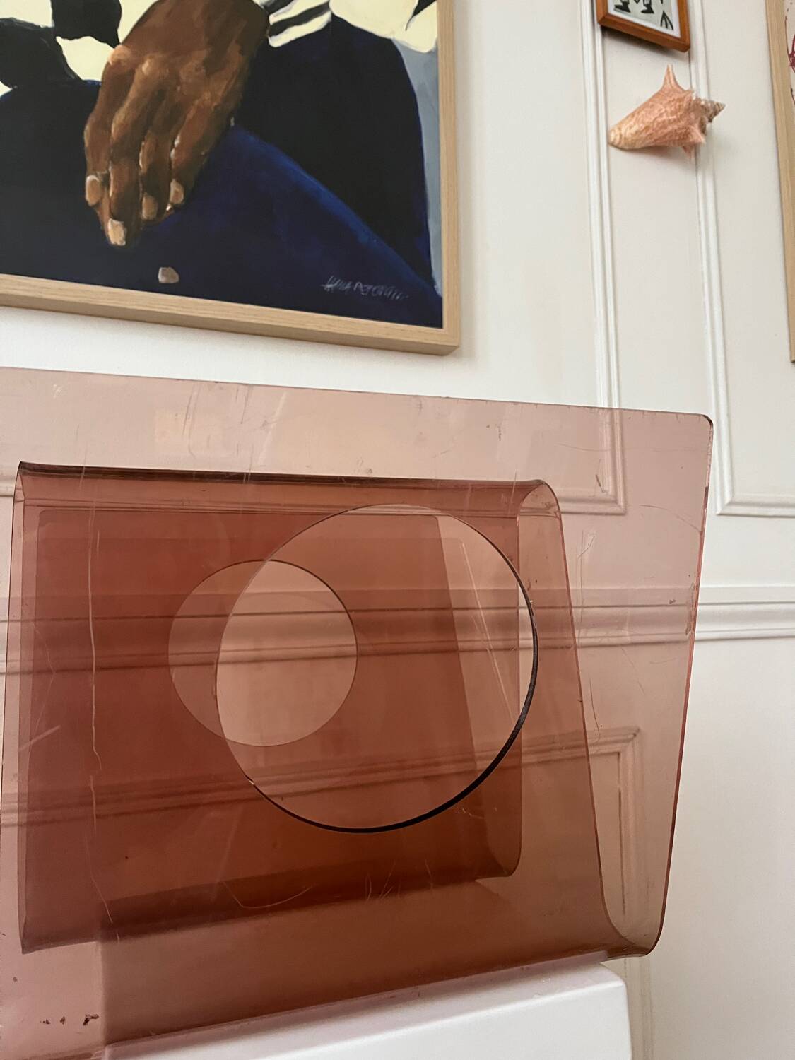 Plexiglas magazine rack by Michel Dumas for Rochebobois