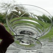 Set of 10 Art Deco crystal champagne glasses from Czechoslovakia