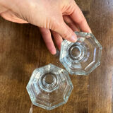 Pair of glass candle holders