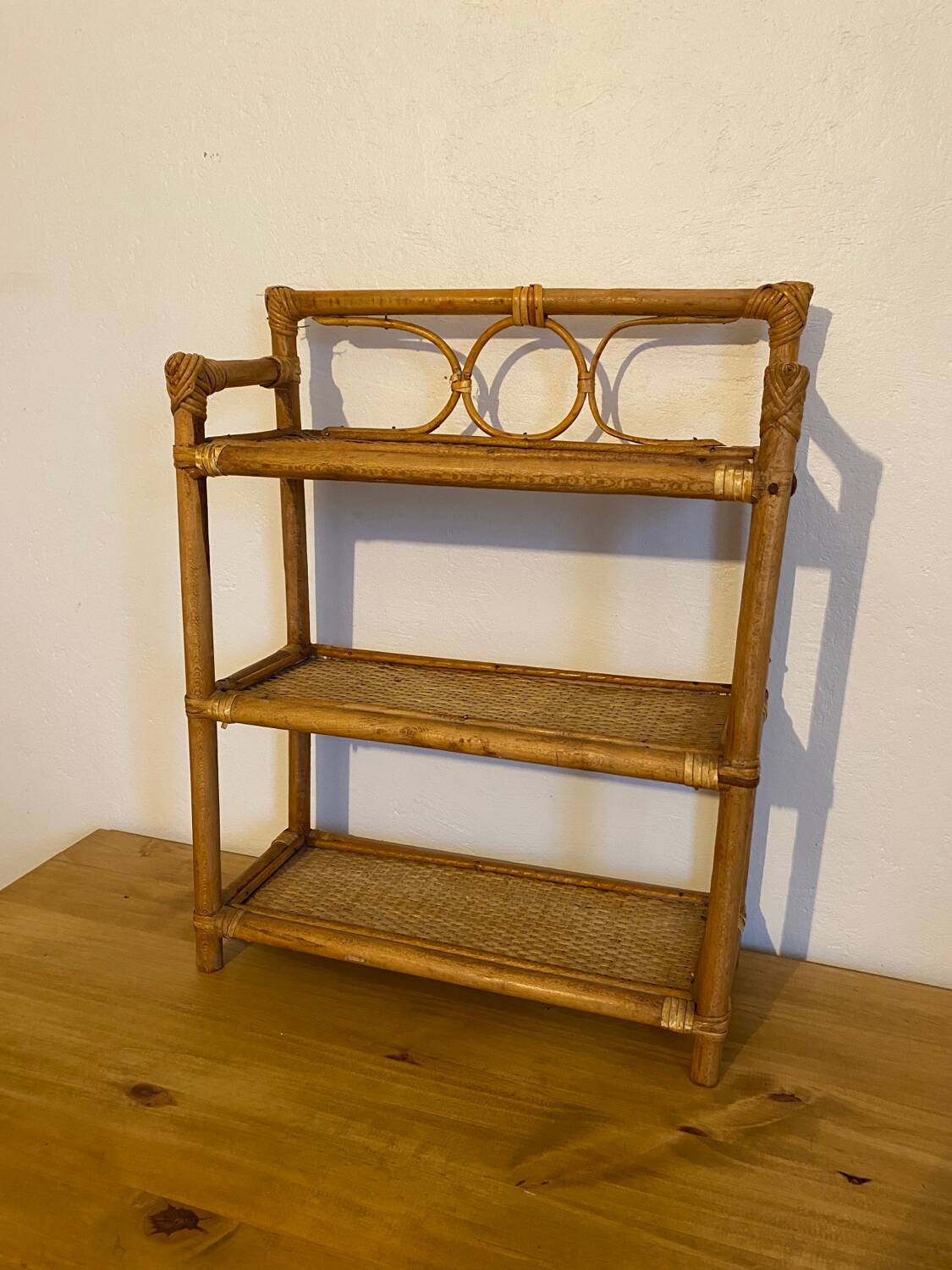 Rattan and bamboo shelf