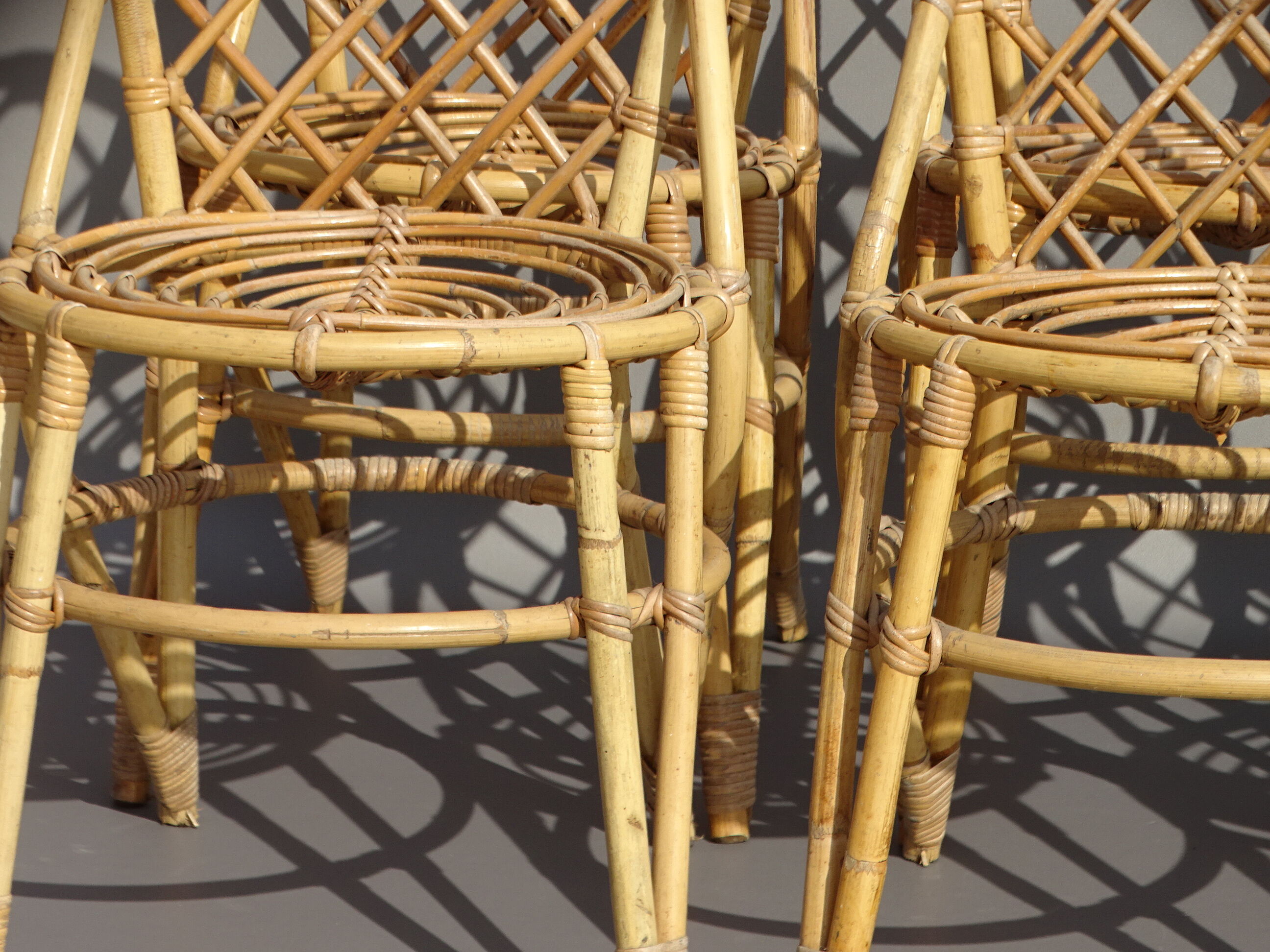 Set of 6 bamboo and rattan chairs
