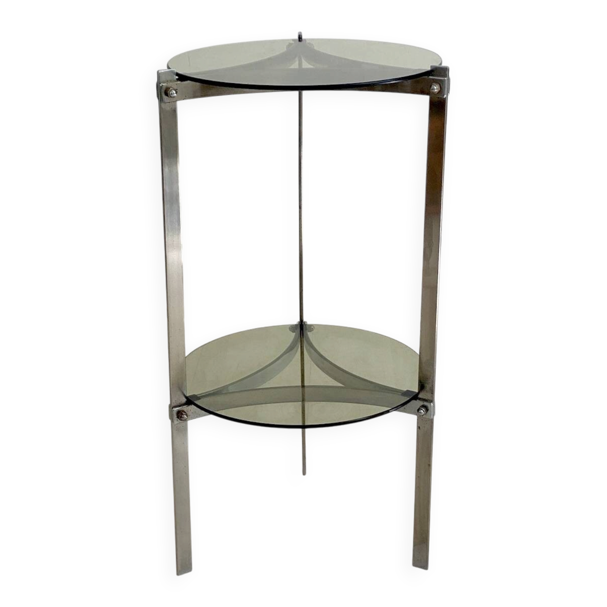 Chrome and glass side table vintage 1970s