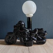 Vintage black ceramic motorcycle table lamp | Harley Davidson style