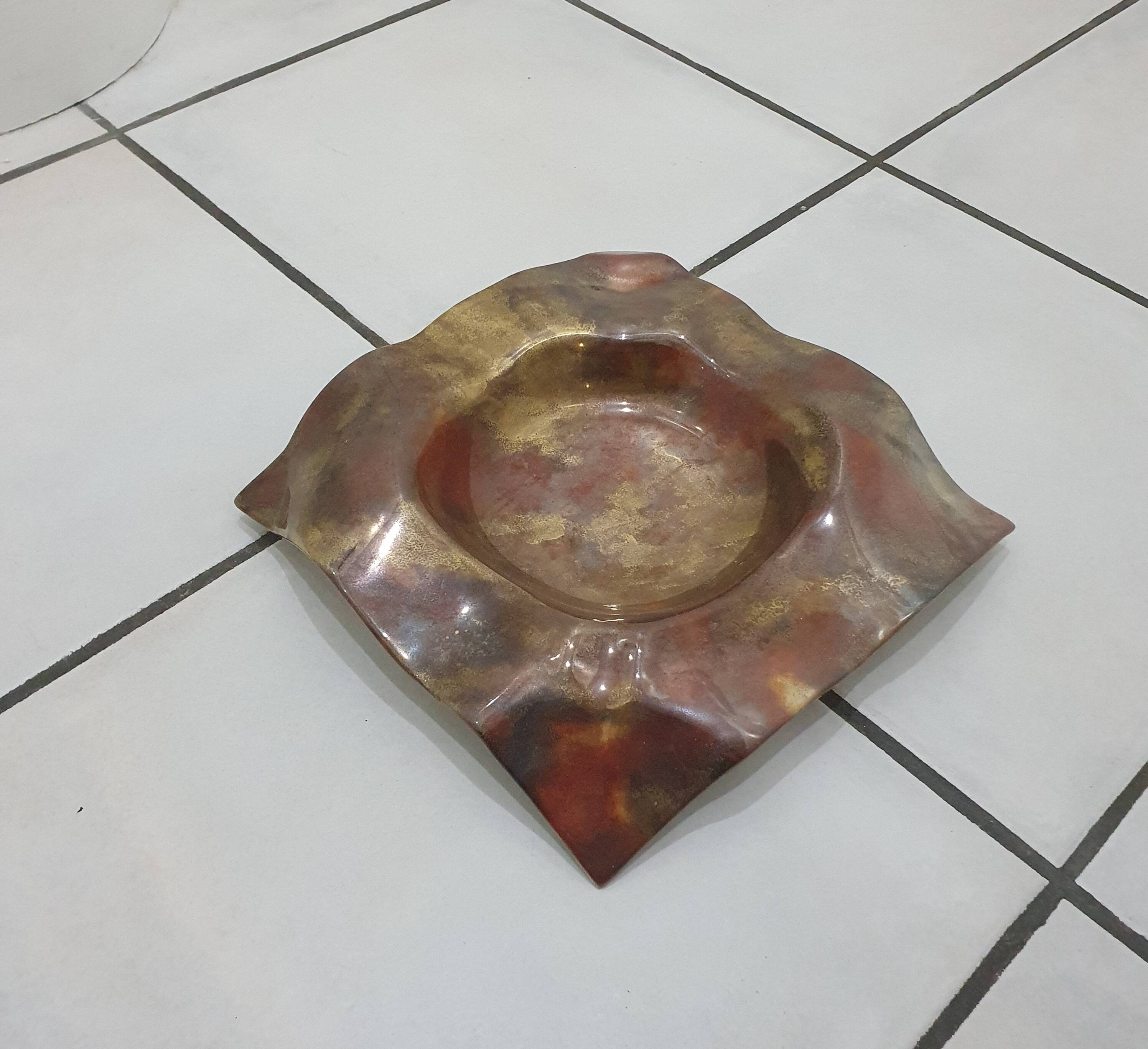 Asymmetrical square ceramic trinket dish