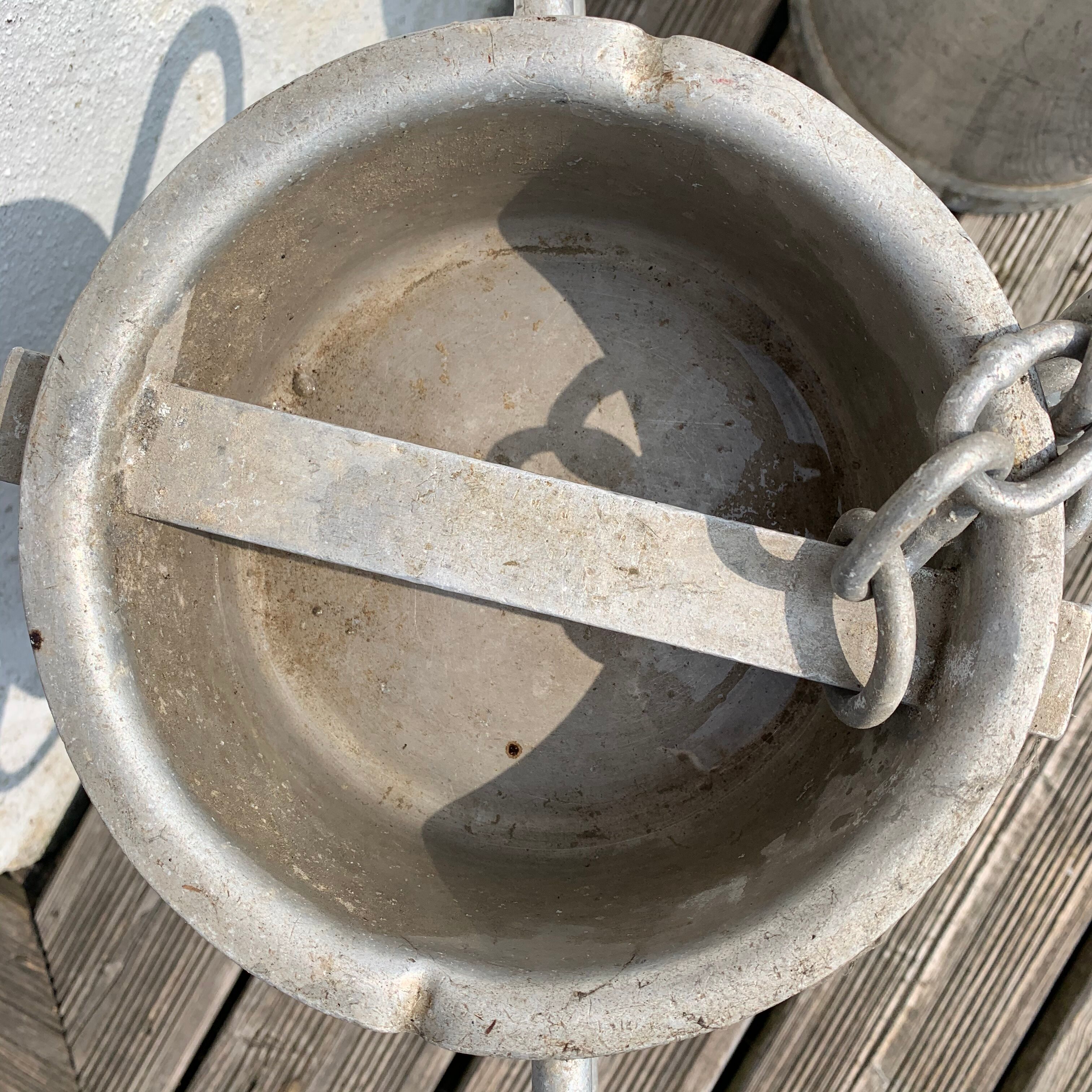 Ancient zinc milk can