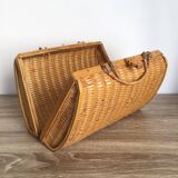 Sac à main valisette rotin vintage