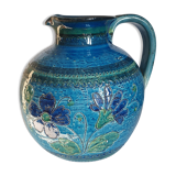 Vase pitcher blue 60s Aldo Londi Italy