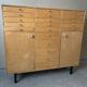 Vintage 20-drawer craft cabinet, 1960s in raw wood