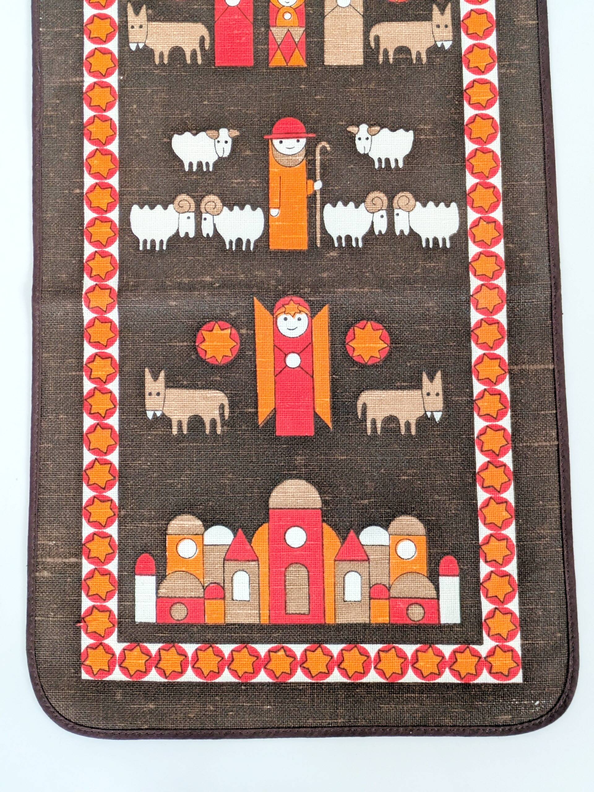 Södahl 1960s jute table runner, Nativity scene
