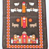 Södahl 1960s jute table runner, Nativity scene