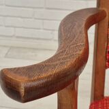 11960s, Danish rocking chair, original good condition, solid oak wood, furniture wool fabric.