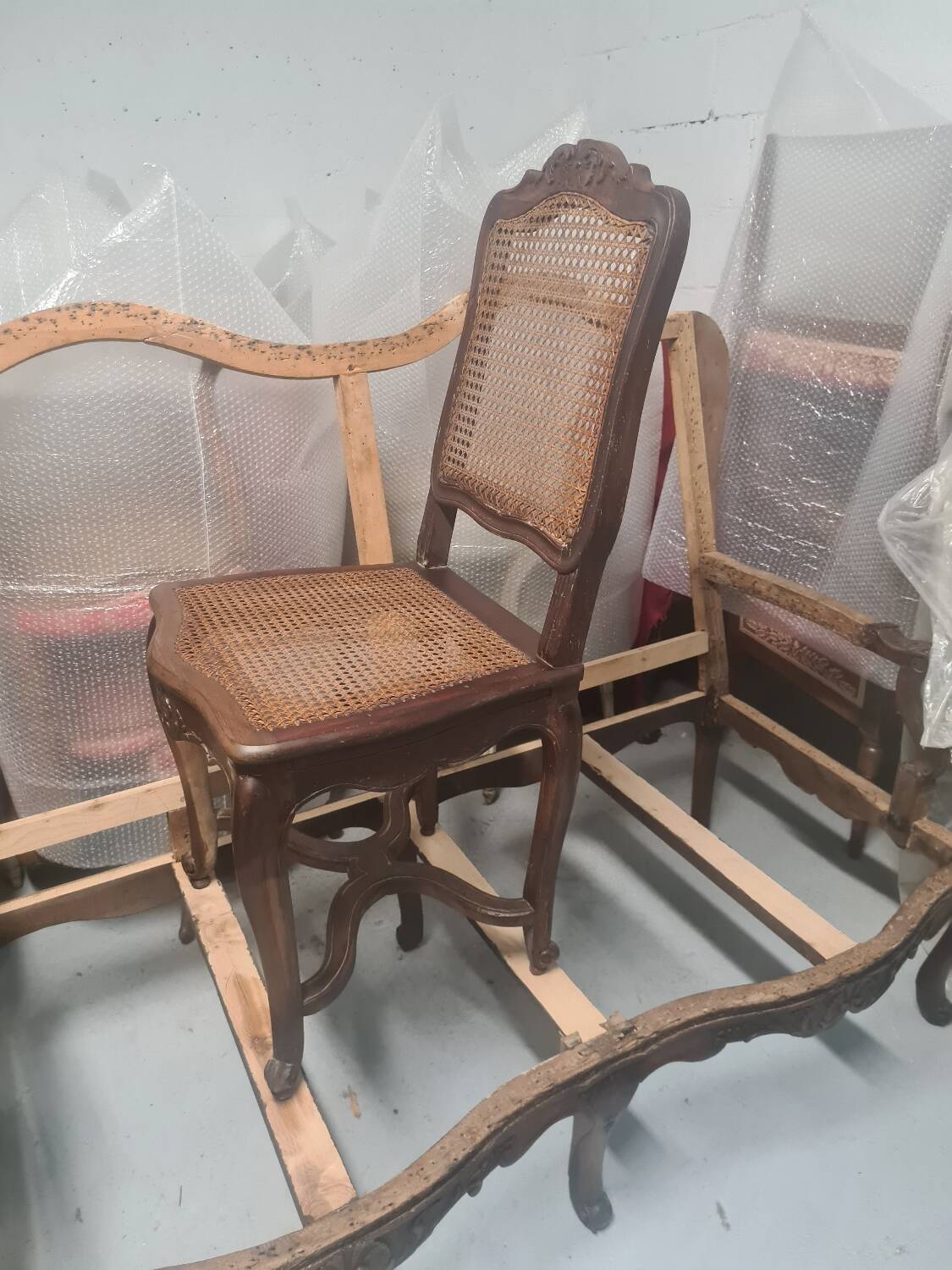 Pair of waxed Louis X period chairs