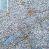 Very large Swiss road map on tole - 126 x 86.5 cm
