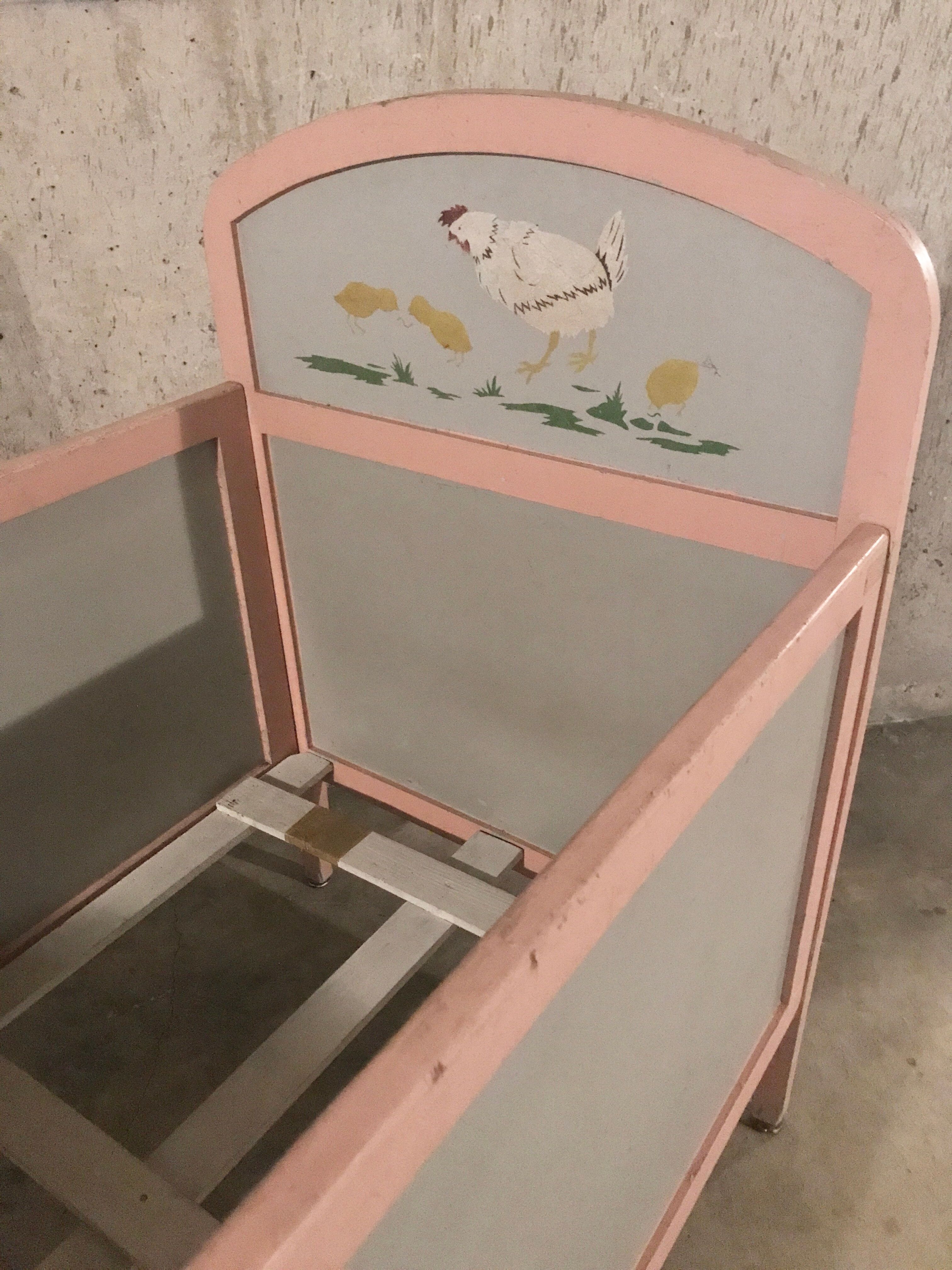 50s painted wood child bed