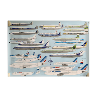 Affiche originale vintage Avion Air France Philippe Mitschké Tome II
