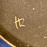 Ceramic plate, flower decoration, monogram to be identified on the back