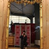 Large Napoleon III Mirror in Gilded Wood with Putti and Mascaron