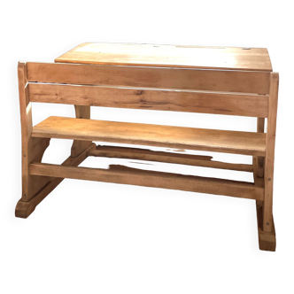 Vintage raw wooden school desk