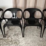 4 AVA chairs, glossy charcoal, Roche Bobois