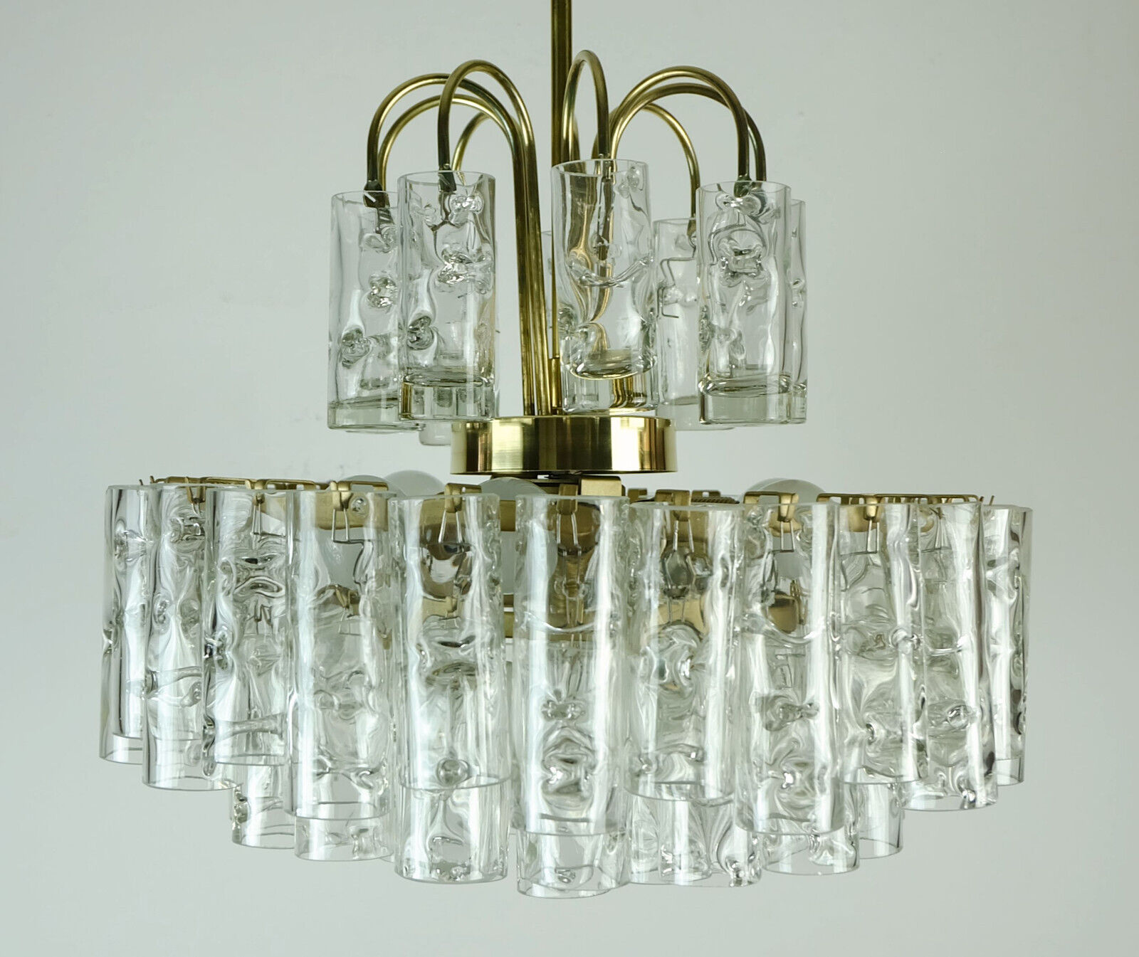 4-tier mid century chandelier with 62 glass tubes 60s