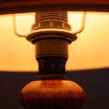 Vintage table lamp in turned wood and fabric lampshade