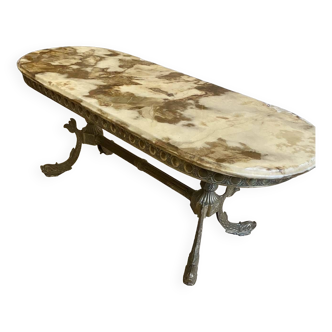 Table basse pieds laiton et plateau en marbre