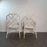 Pair of Angraves armchairs model Invincible in Chinese Chippendale style.