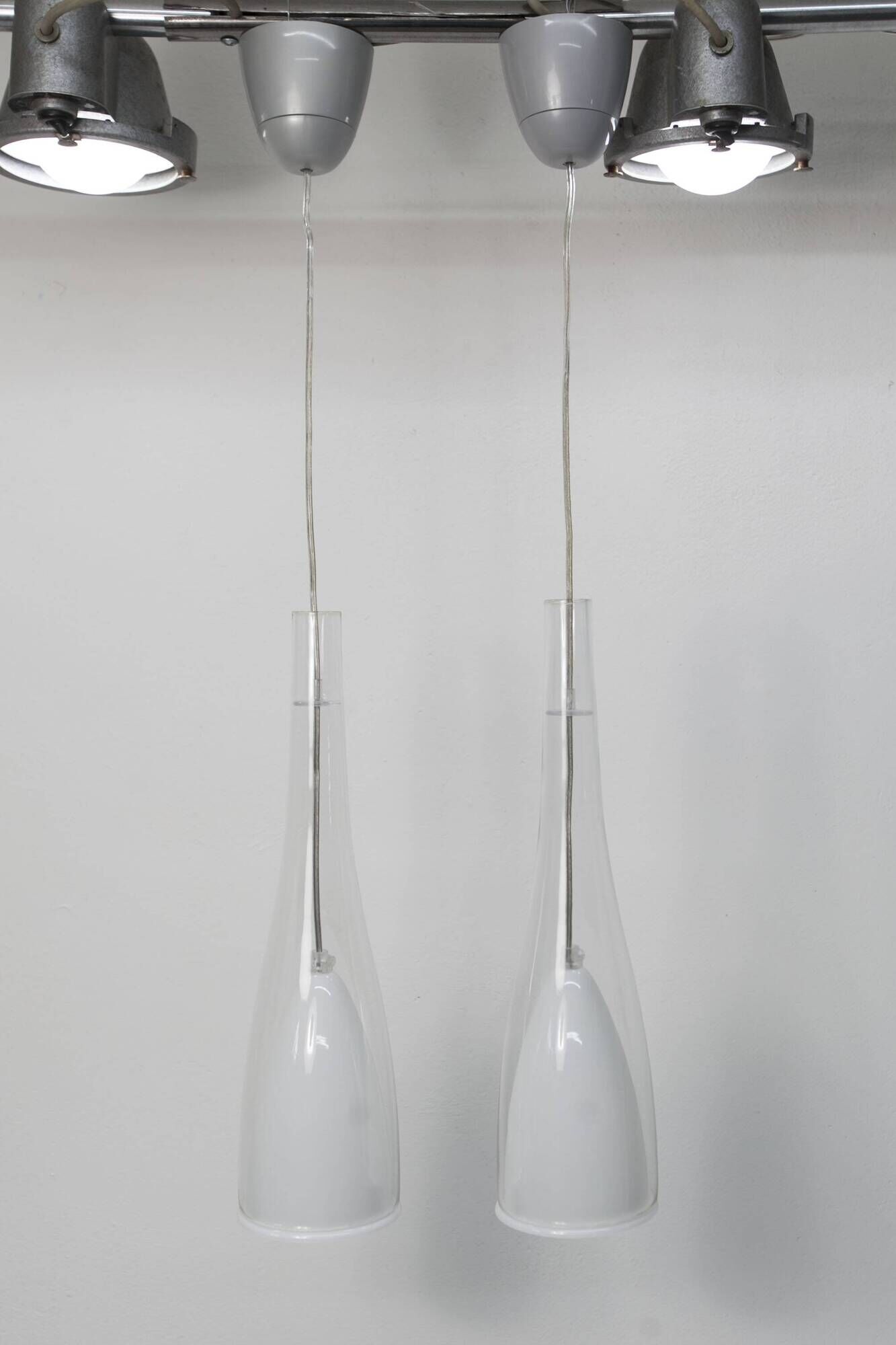 IKEA Klockspel 1980 pair of pendant lights cleaned and functional.