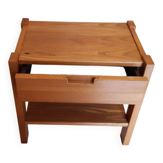 Vintage solid elm bedside table, Simat, 1980s