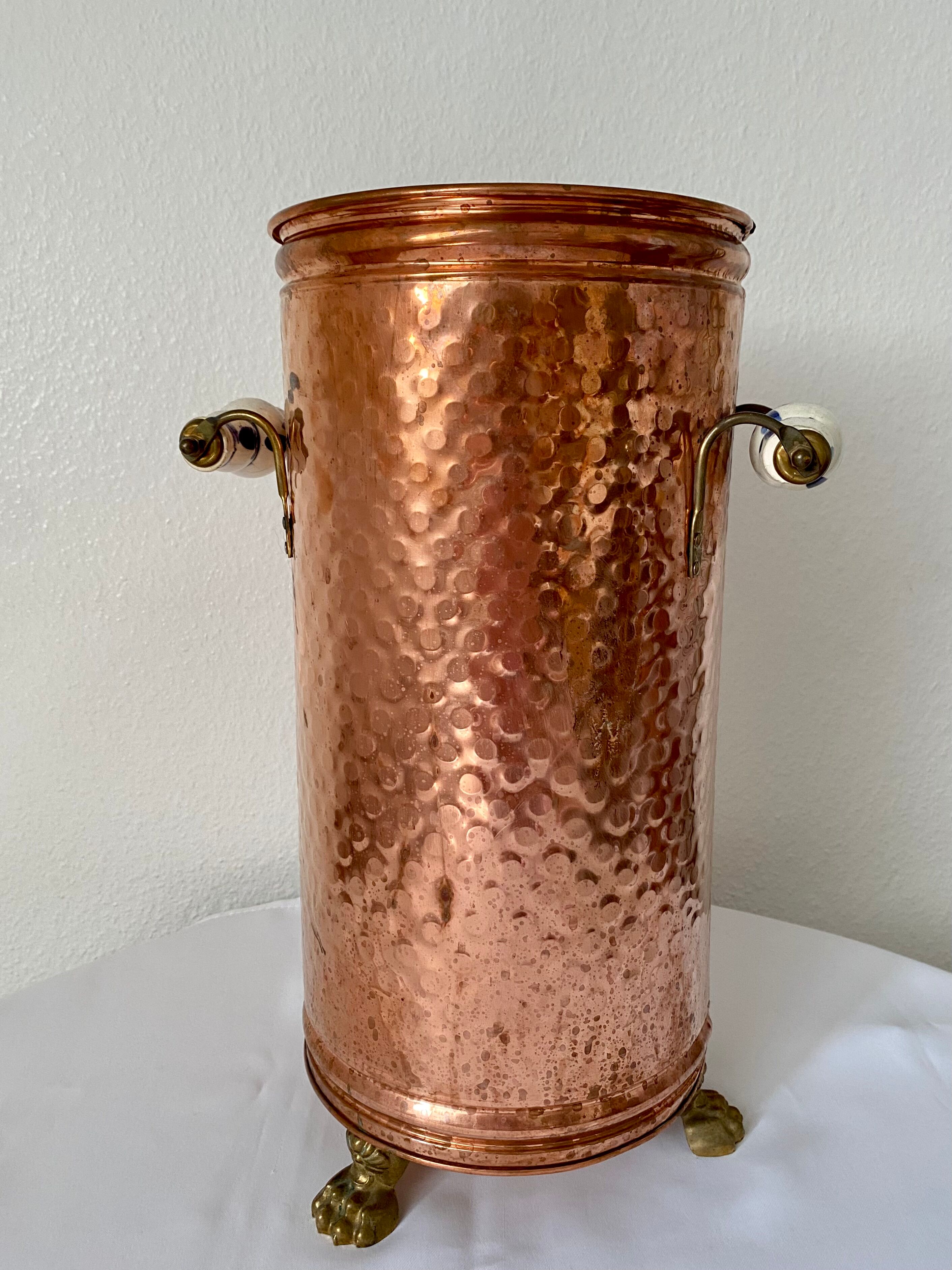 Umbrella holder copper lion's feet