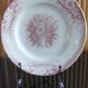 2 anciennes assiettes plates à fleurs rose poinçonner terre de fer hamage st amand "jardinière"