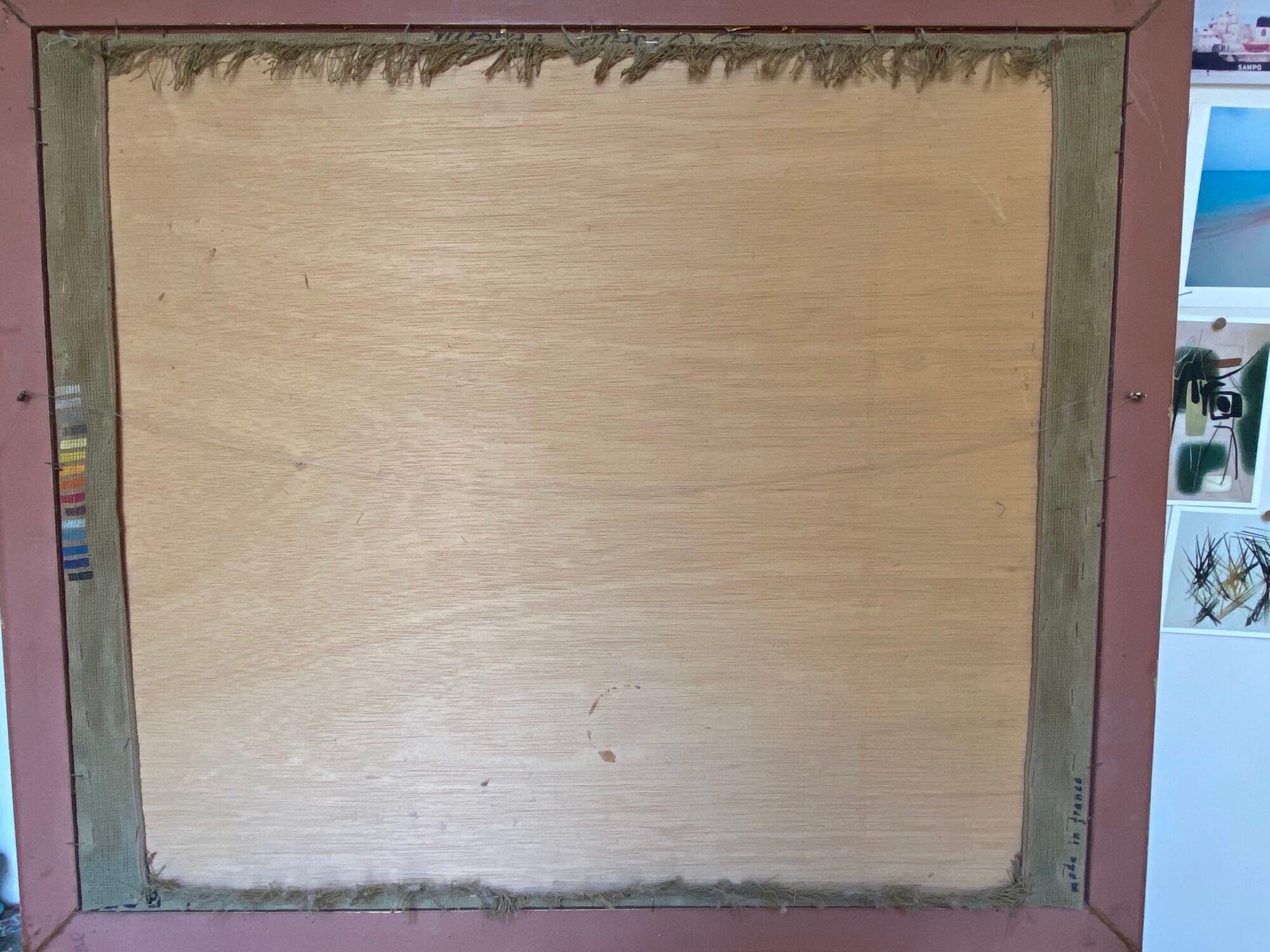 Vintage canvas framed Rooster and Butterfly Jean Lurçat