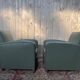 Paire de fauteuils club en Skaï vert 1940