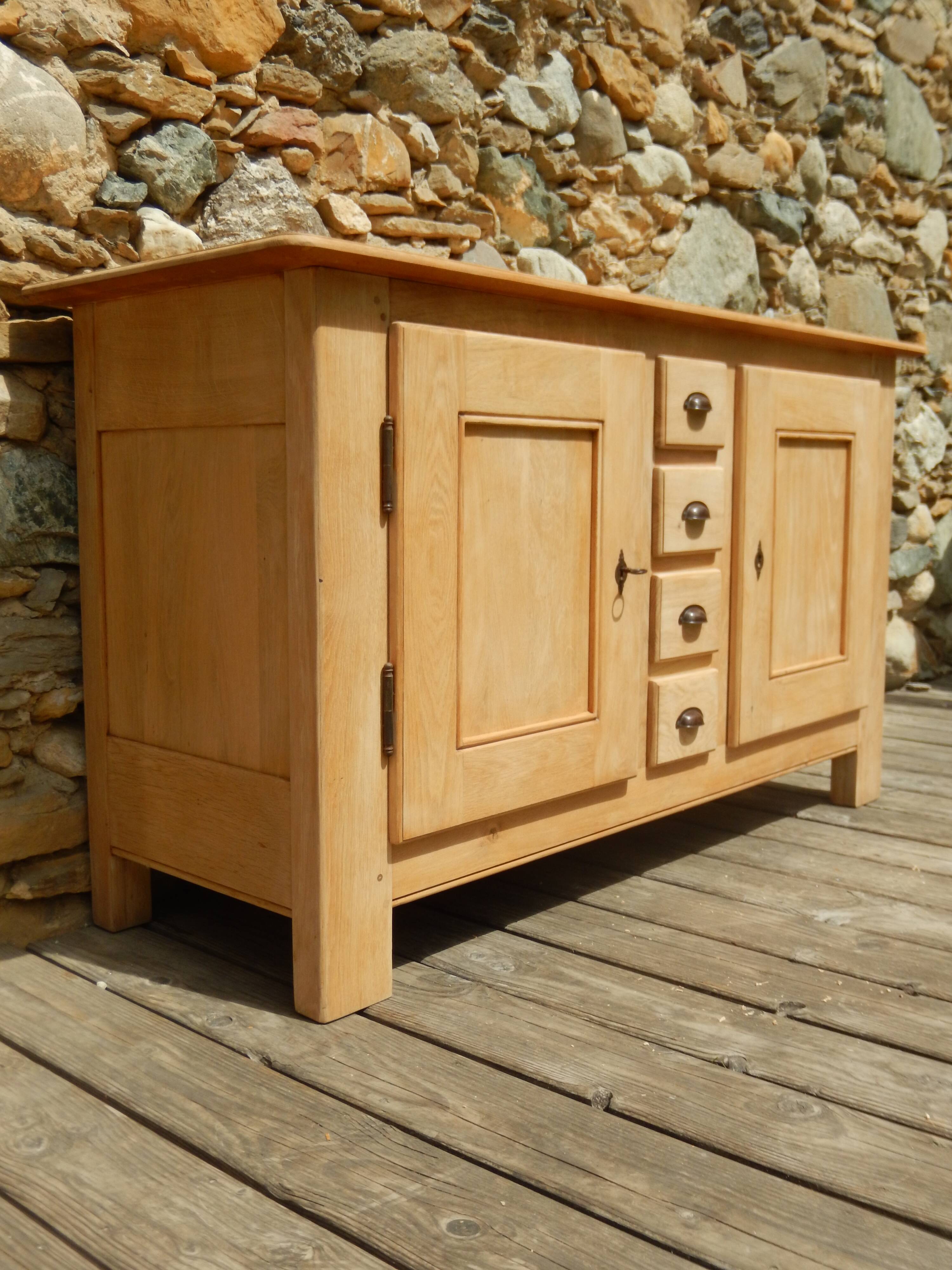 Superb antique low sideboard / side unit / industrial furniture in solid ash.