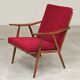Pair of burgundy boomerang armchairs Antonin Suman Ton Bystrice (Thonet)