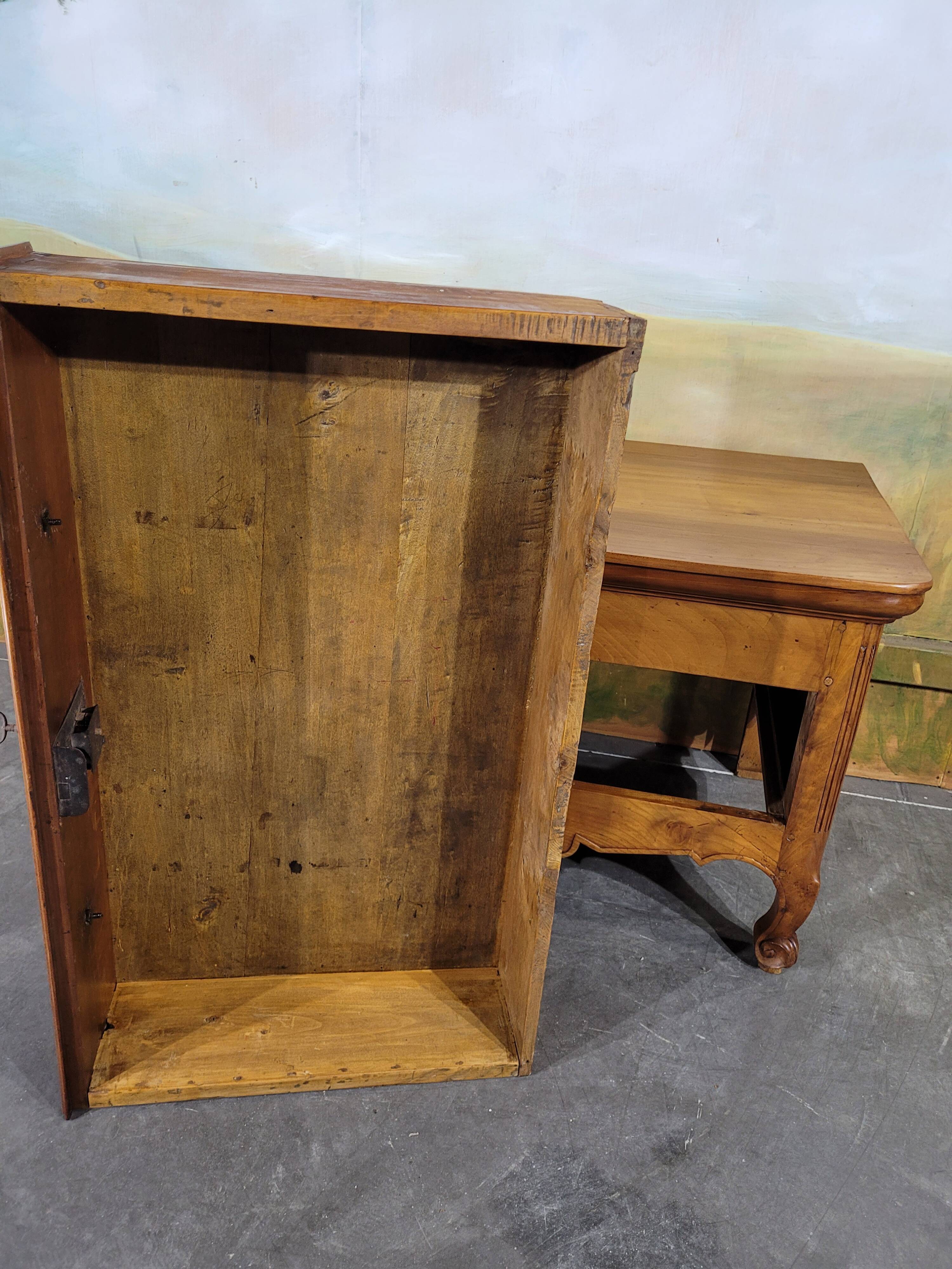 Louis XV low chest of drawers in solid cherry wood