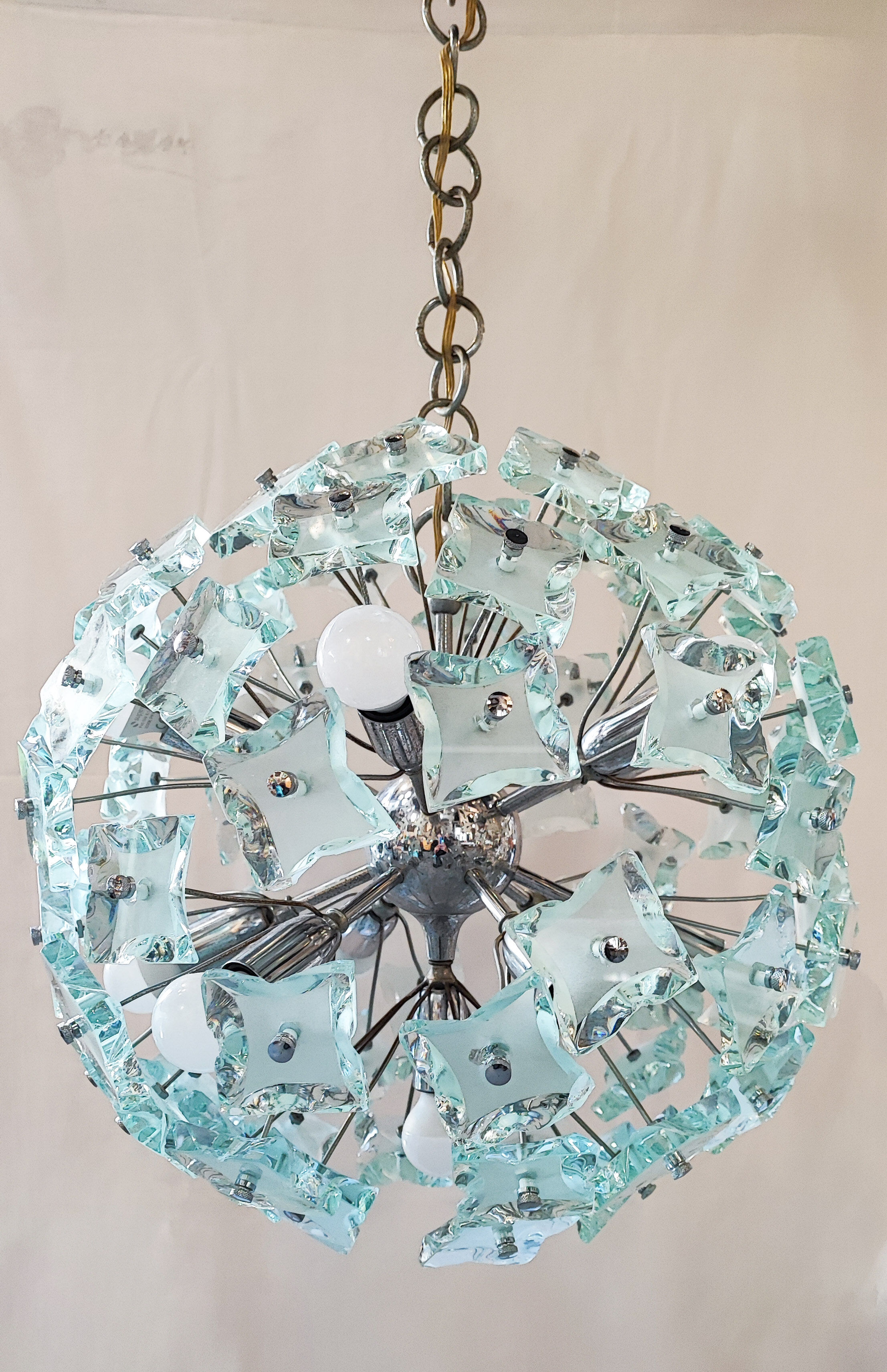 Sputnik chandelier cut glass 1960