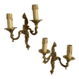 Paire d'appliques en laiton style rocaille
