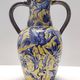 Vintage Handmade Yellow and Blue Glazed Ceramic Amphora by Zulimo Aretini, Italy