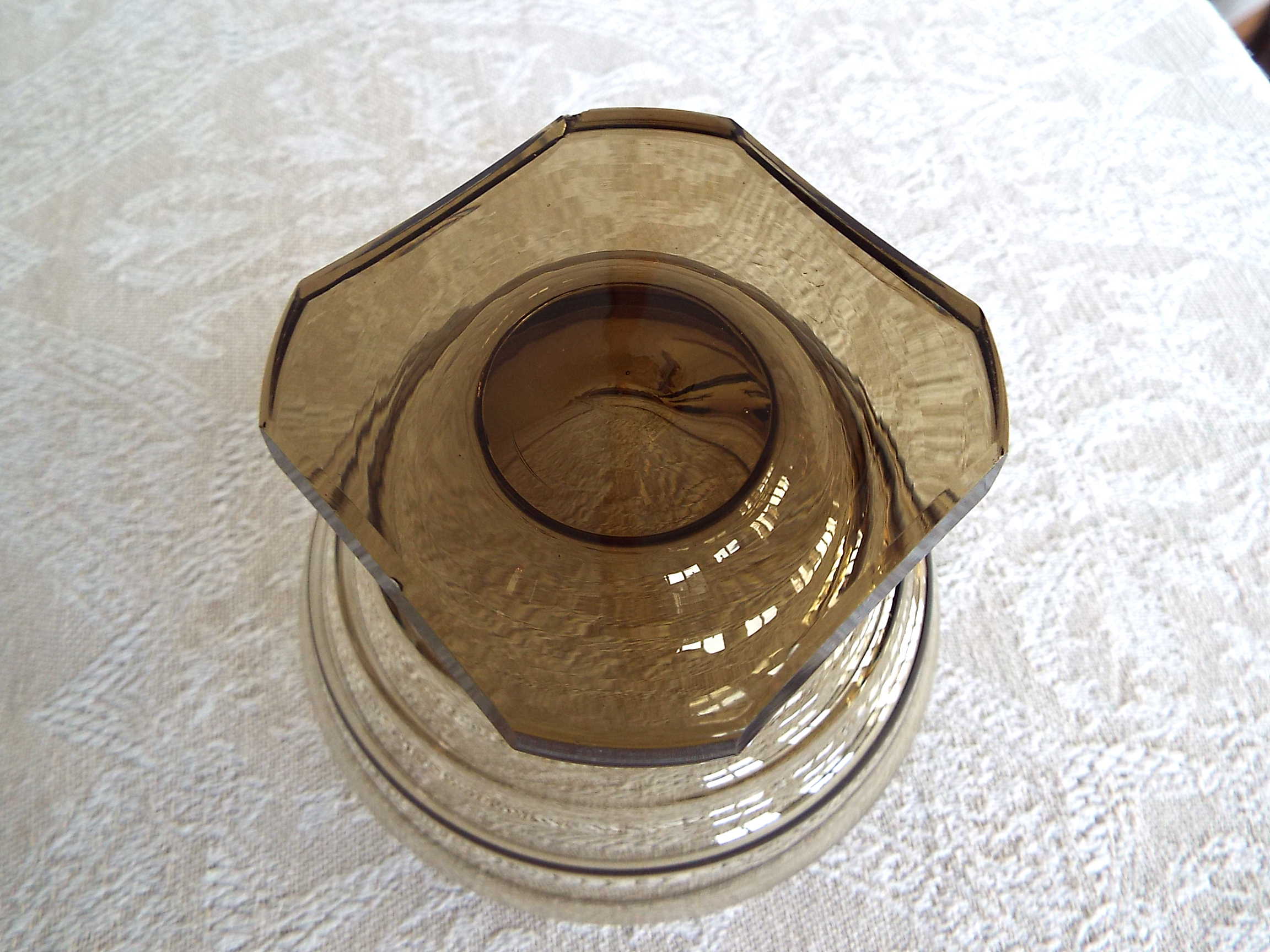 5 art deco smoked glass cups