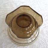 5 art deco smoked glass cups