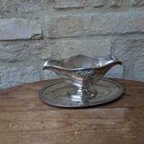 Old sauce boat on fixed frame in silver metal M & Co